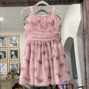 Authentic Disney Pink and Gold Beauty and the Beast Tulle and Sequin Dress